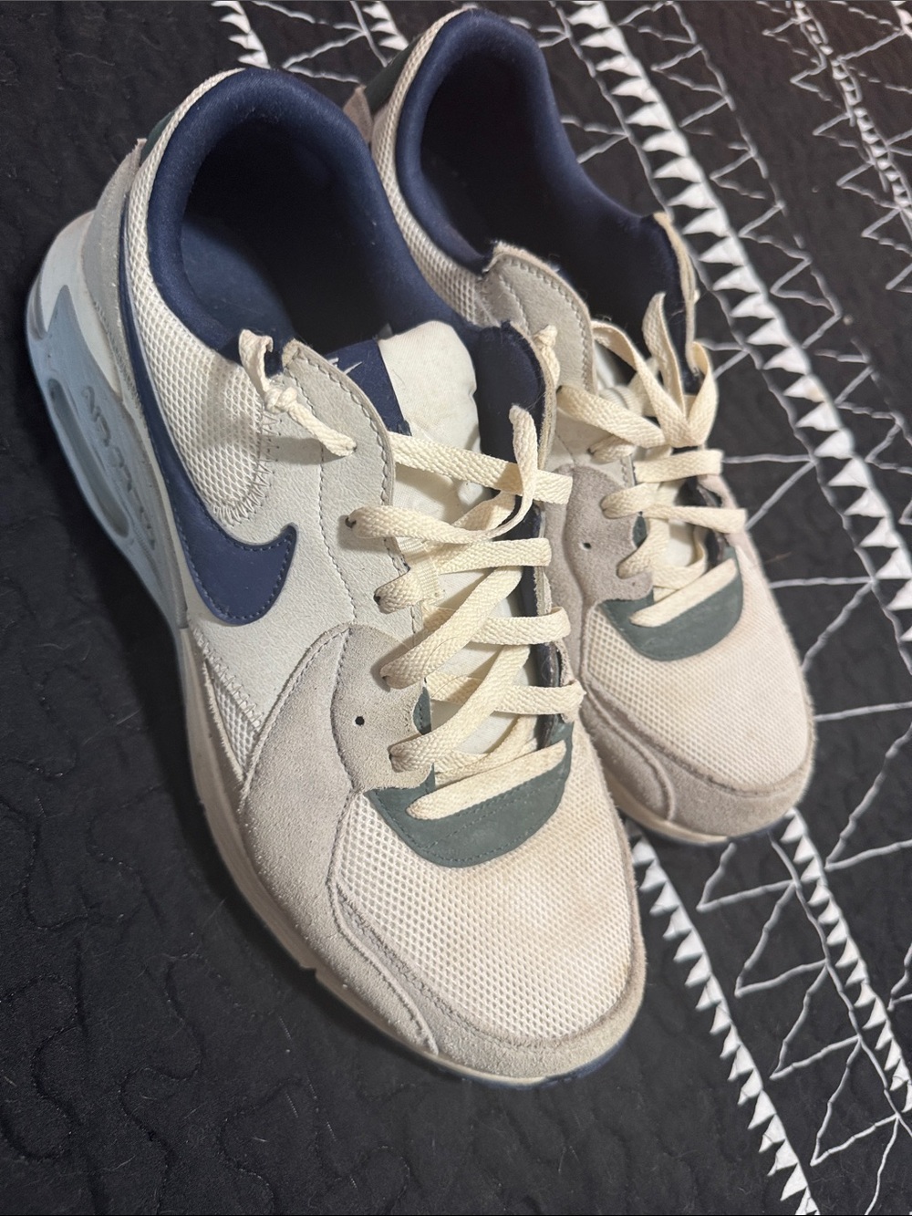 Nike Men’s Cream and Navy Low-Top Sneakers